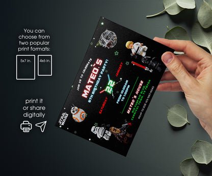 Star Wars Darth Vader Lego Minifigures customizable invitation template | Share or Print | UE140