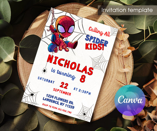 Spidey and His Amazing Friends customizable invitation template | Share or Print | boy | WV264