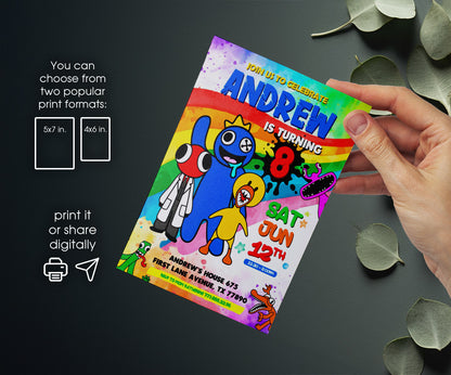 Rainbow Friends customizable invitation template | Share or Print | QD543