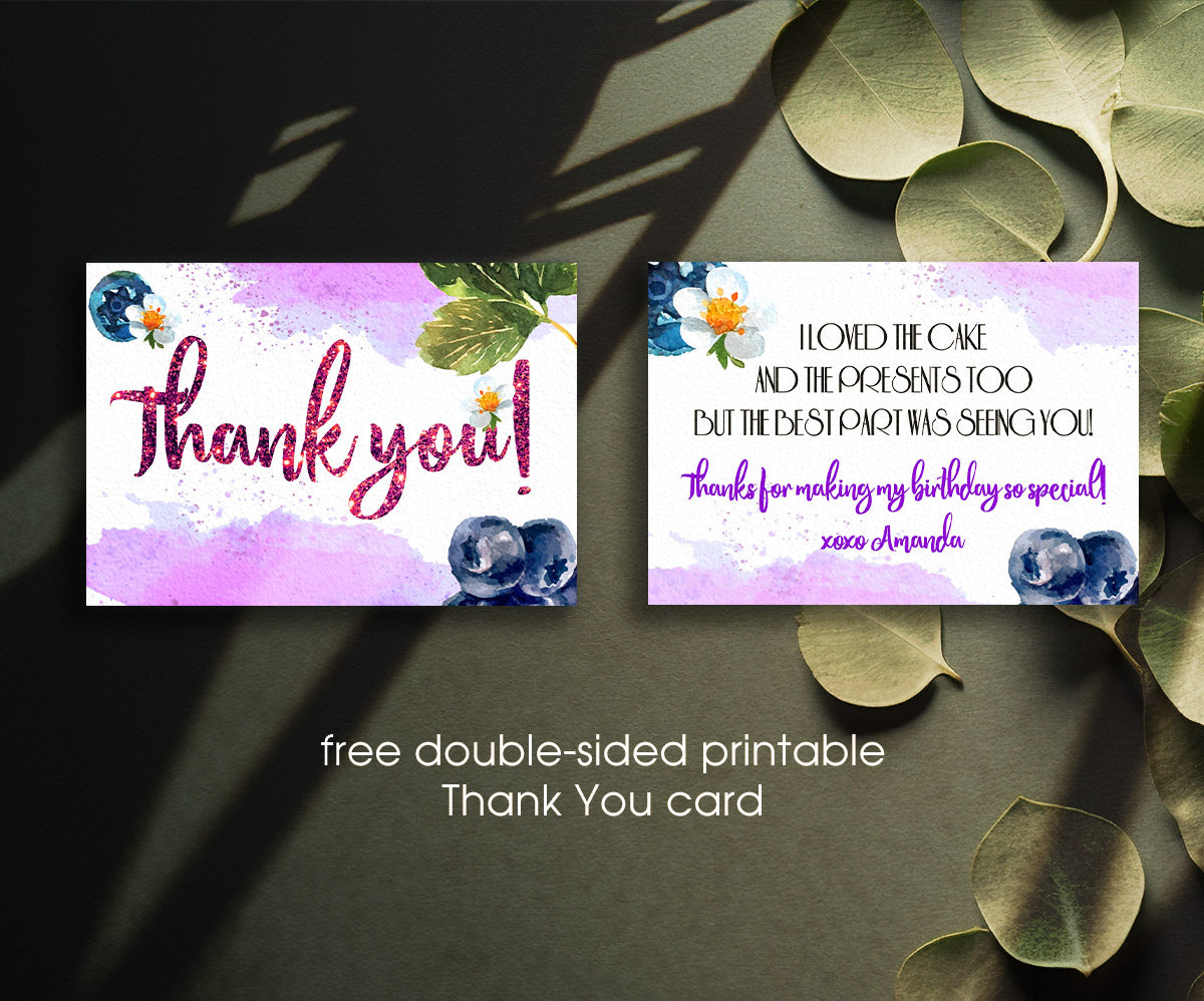 Berry First Birthday customizable invitation template | Share or Print | girl | PL755