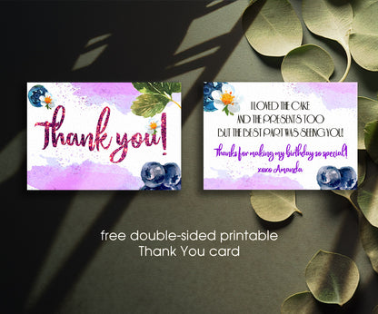 Berry First Birthday customizable invitation template | Share or Print | girl | PL755