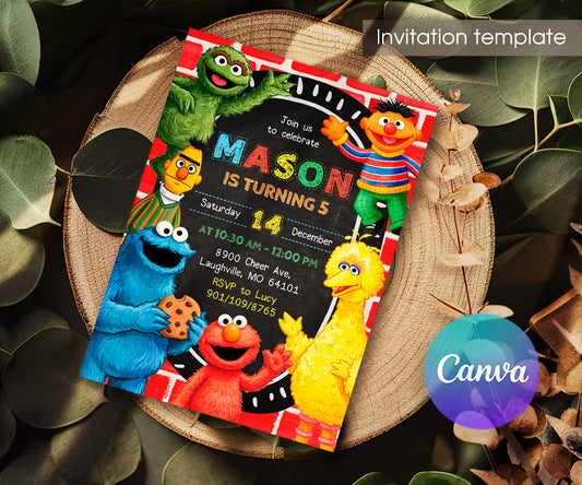 Sesame Street customizable invitation template | Share or Print | ML610