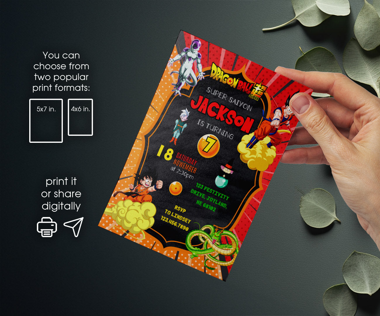 Dragon Ball Z Anime customizable invitation template | Share or Print | boy | AD170