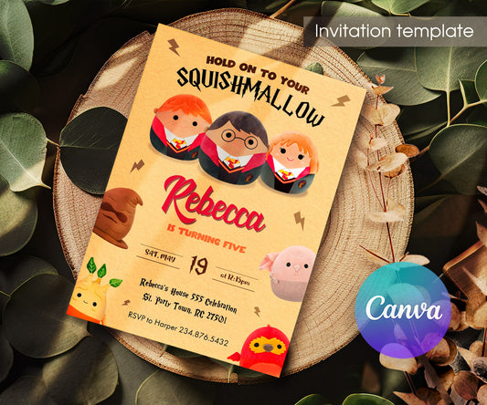 Squishmallows Harry Potter customizable invitation template | Share or Print | DW557
