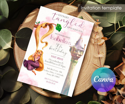 Rapunzel Princess Tangled customizable invitation template | Share or Print | girl | XN821