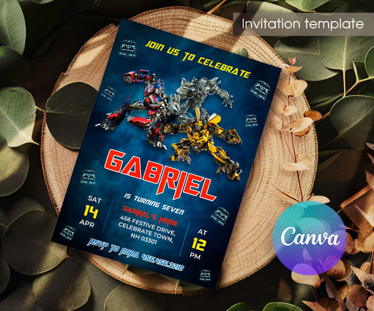 Transformers Rescue Bots customizable invitation template | Share or Print | boy | HM780