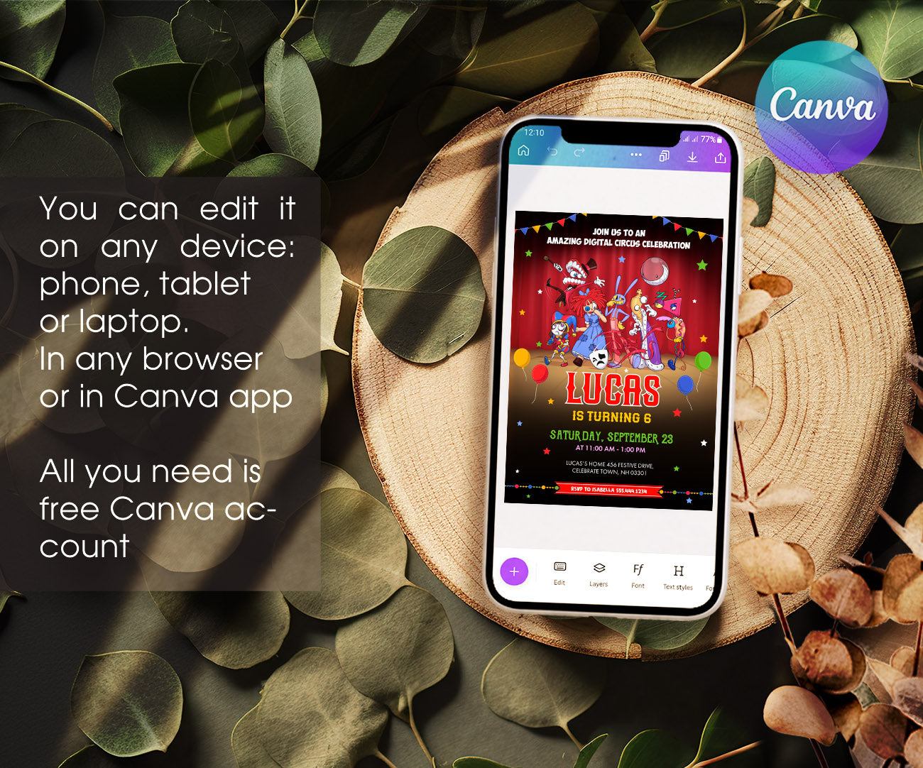 The Amazing Digital Circus customizable invitation template | Share or Print | BU911
