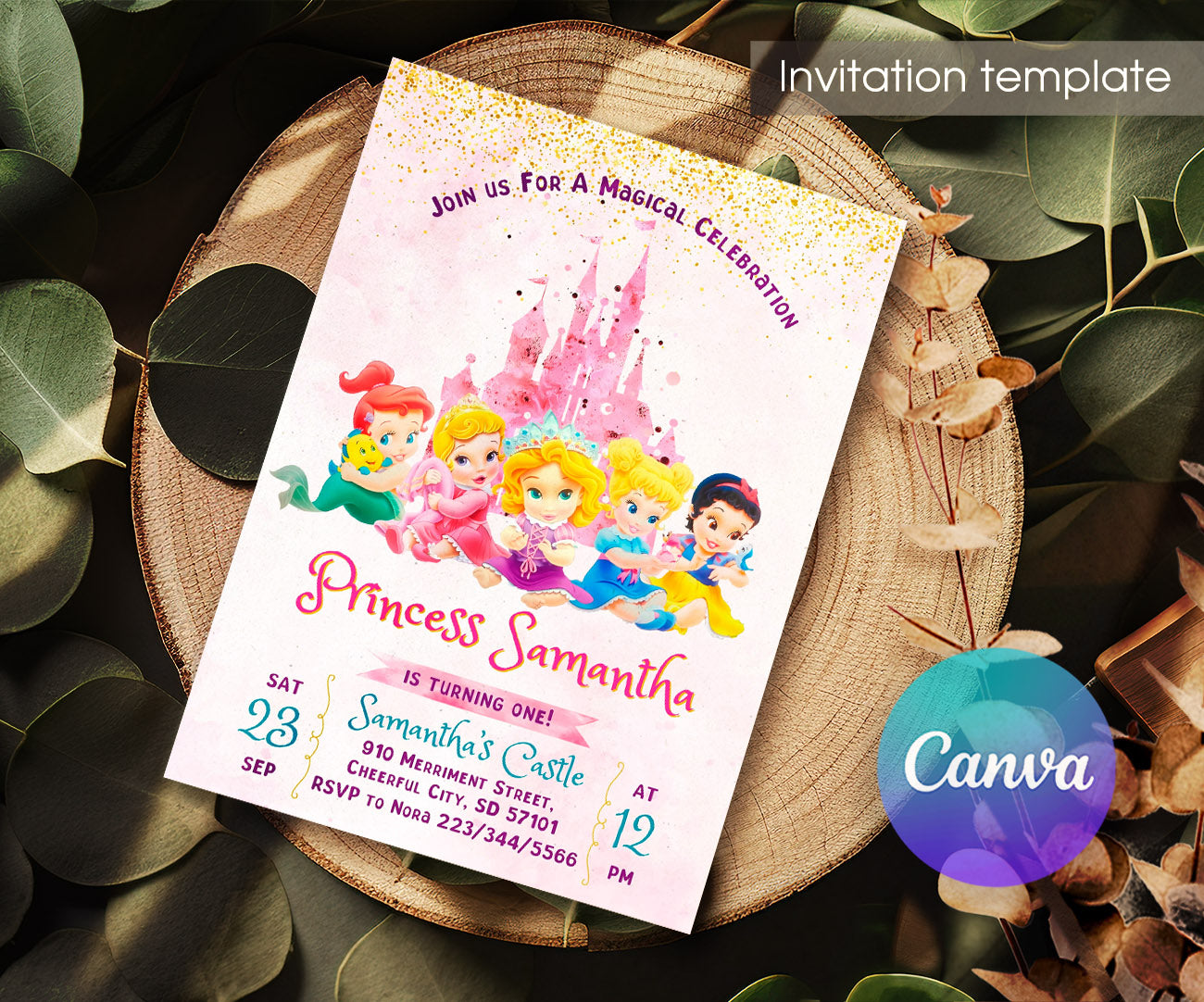 Disney Princess customizable invitation template | Share or Print | girl | GS955