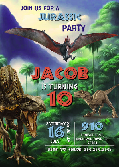 Jurassic Park Dinosaur customizable invitation template | Share or Print | ED459