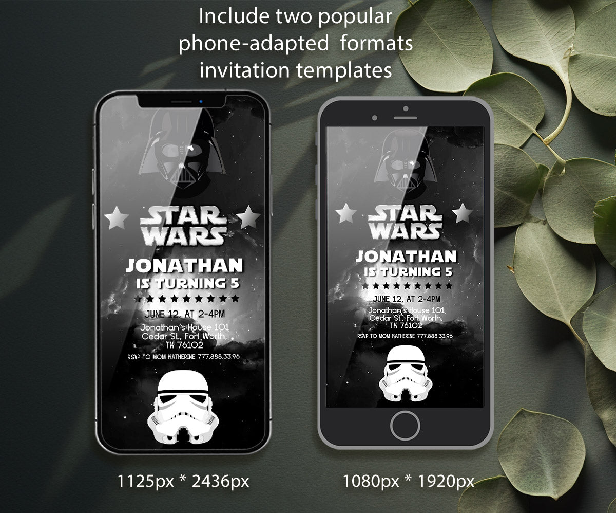 Star Wars Darth Vader customizable invitation template | Share or Print | boy | JW038