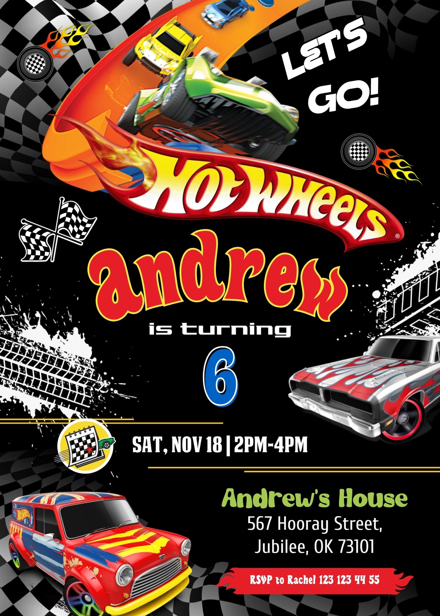 Hot Wheels Racing customizable invitation template | Share or Print | boy | VO818
