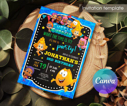Bubble Guppies customizable invitation template | Share or Print | EJ196