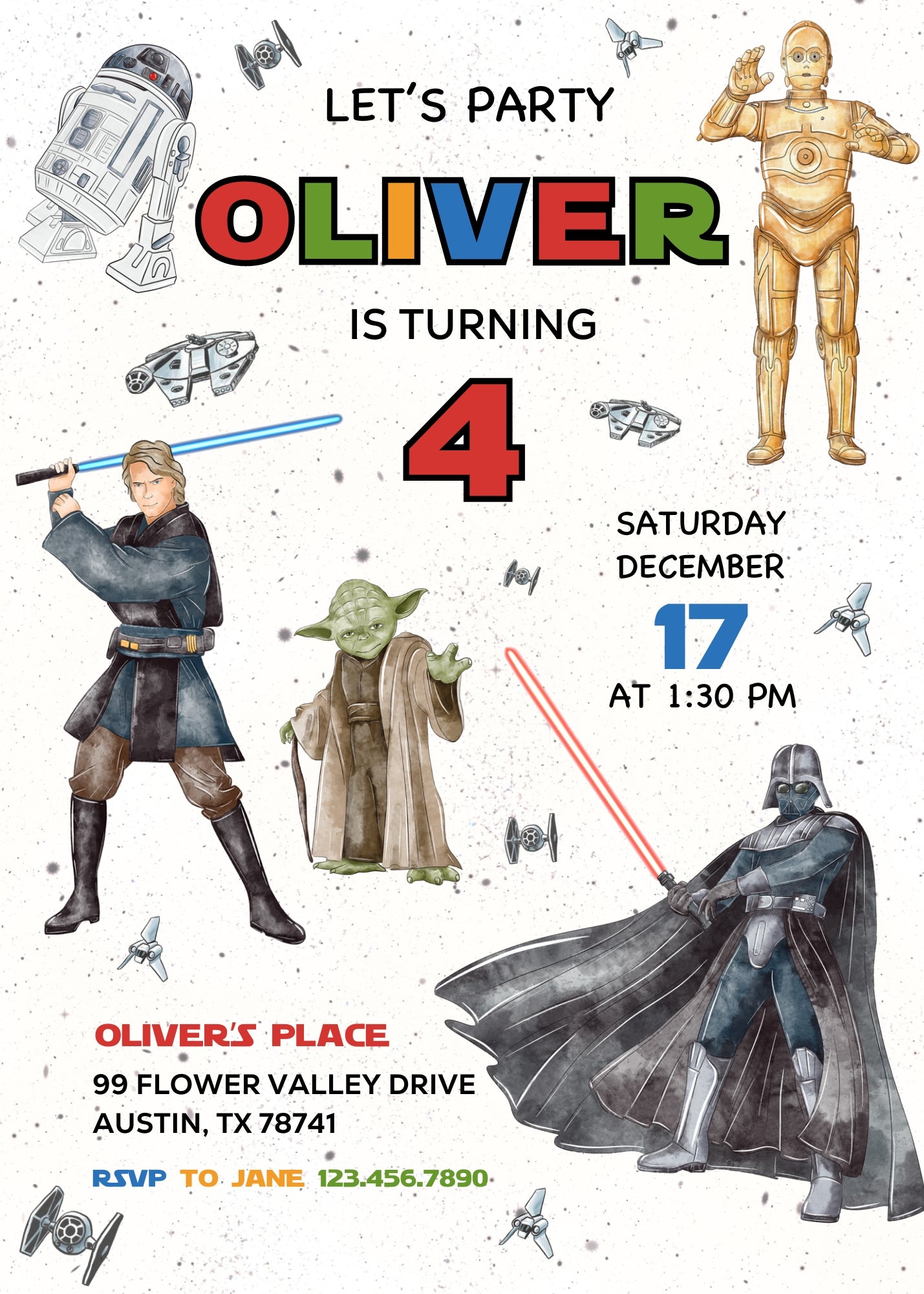 Star Wars Darth Vader customizable invitation template | Share or Print | boy | ZT379