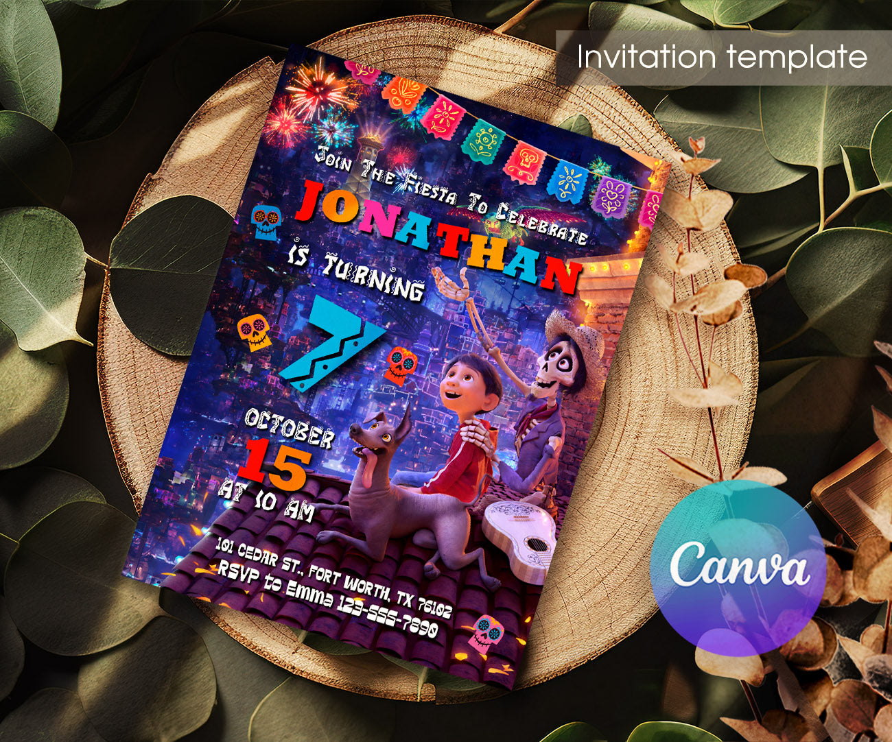 Coco Día Muertos Halloween customizable invitation template | Share or Print | FN711