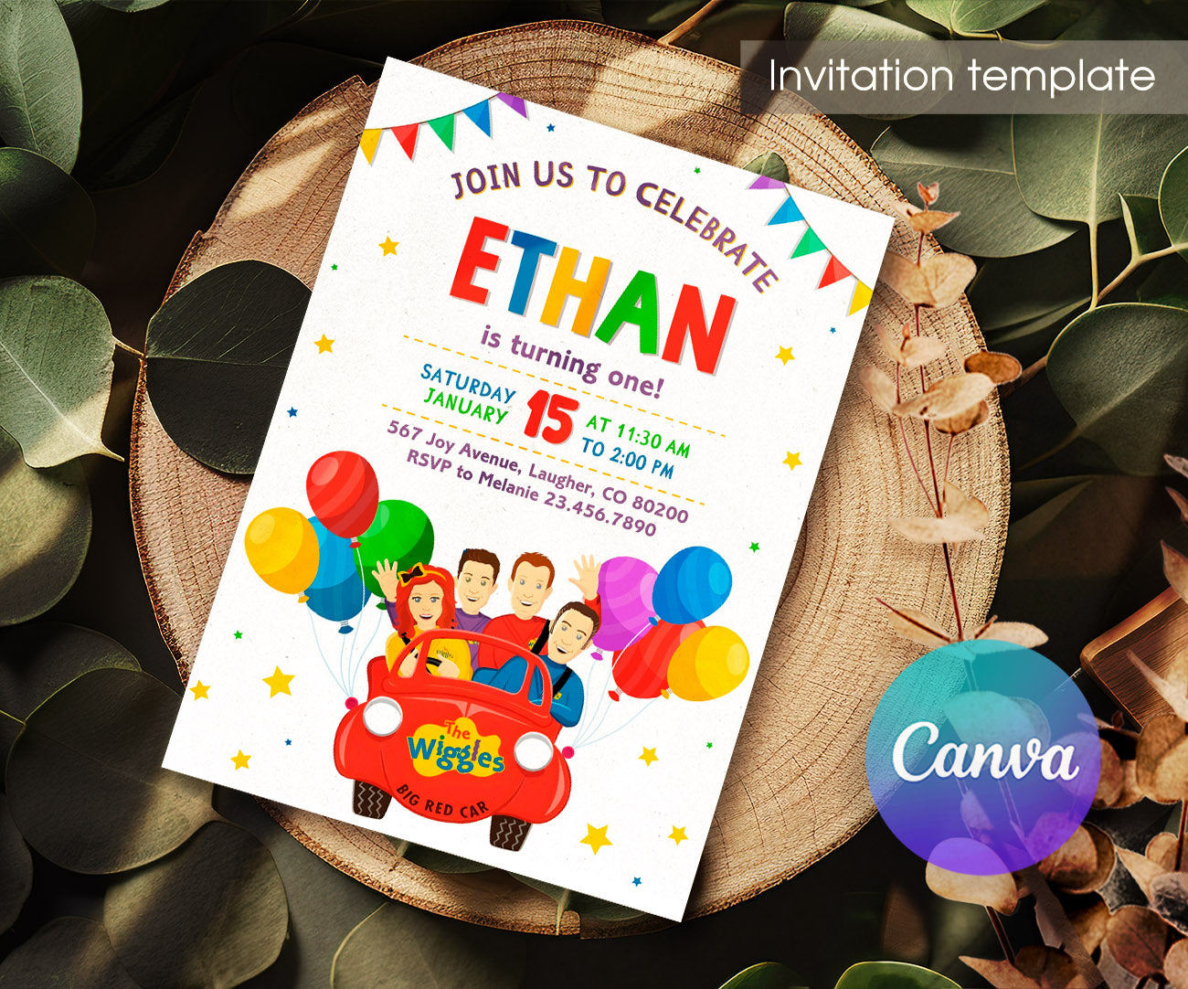 Wiggles One Finger One Thumb customizable invitation template | Share or Print | BO245