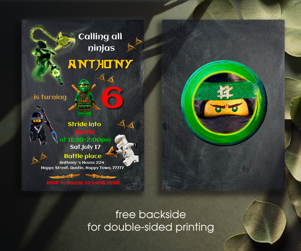 Ninjago Minifigures Lego customizable invitation template | Share or Print | BF883
