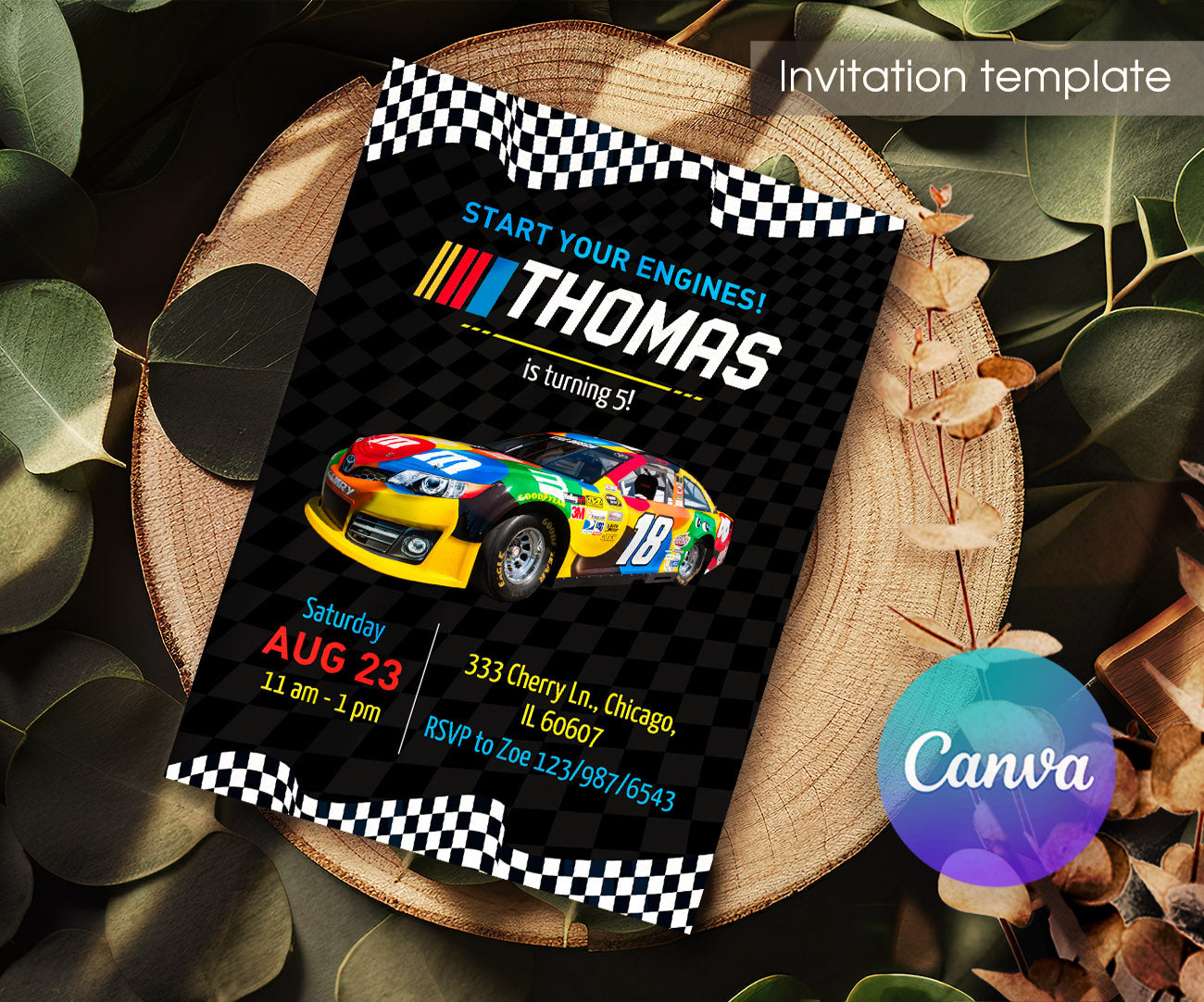 Nascar Ricky Bobby customizable invitation template | Share or Print | boy | HD071