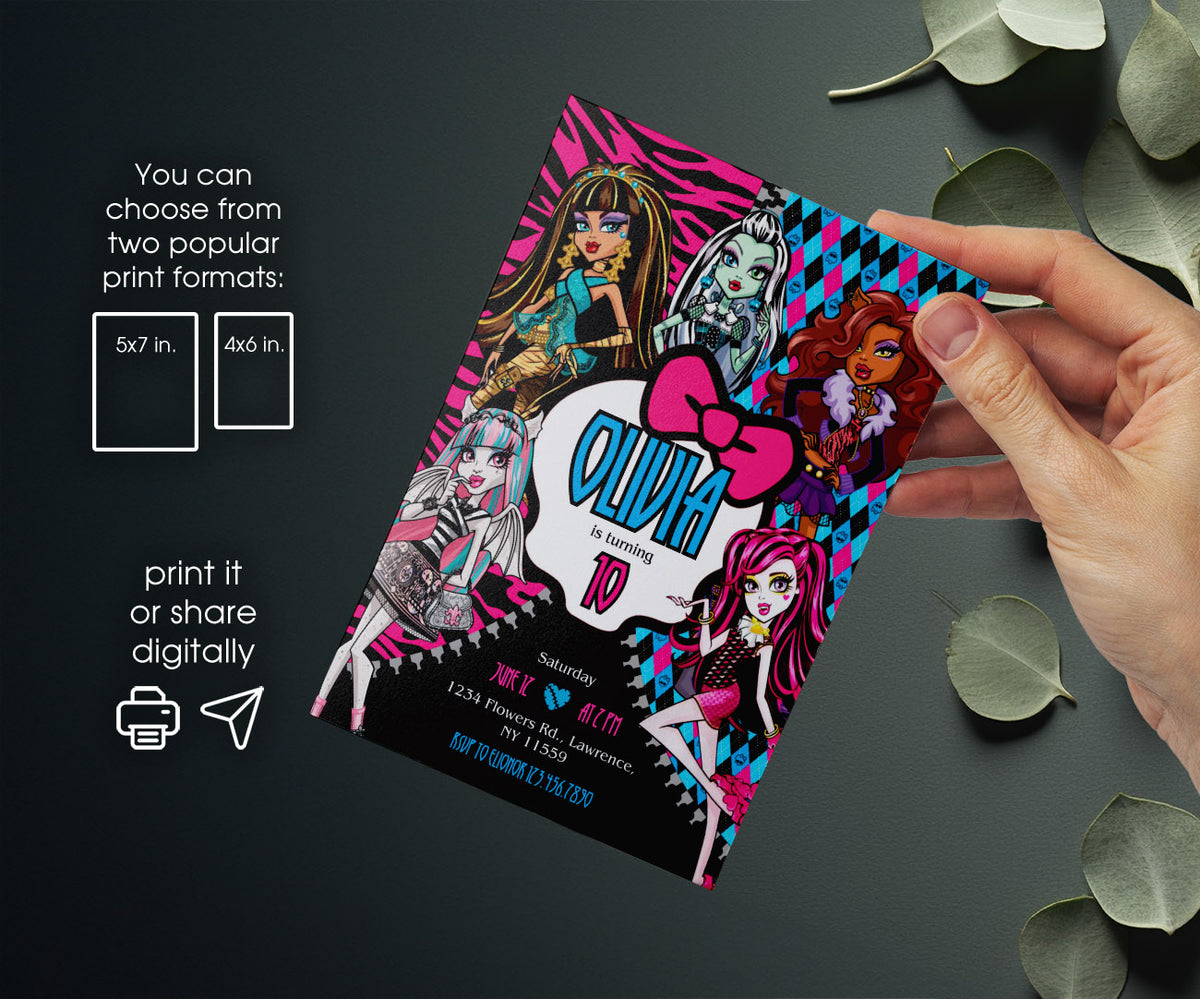 Monster High customizable invitation template | Share or Print | girl | LM786