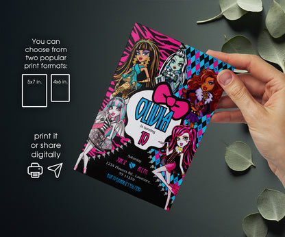Monster High customizable invitation template | Share or Print | girl | LM786