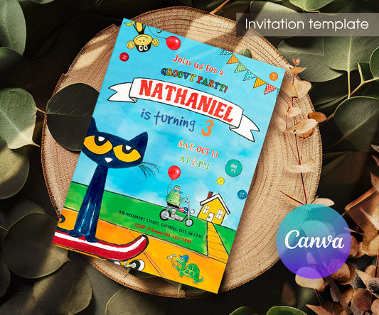 Pete the Cat customizable invitation template | Share or Print | JZ656