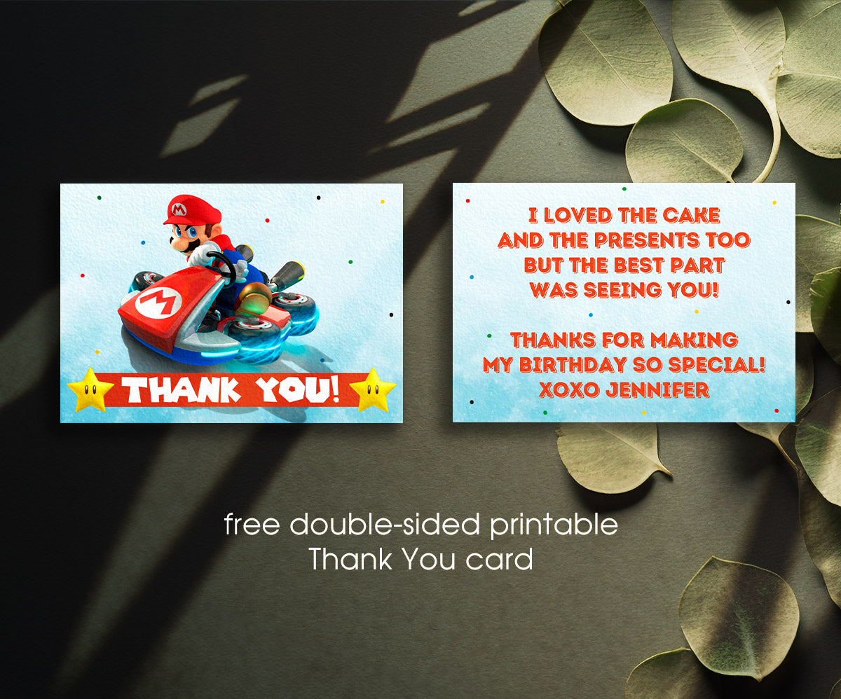 Mario Kart Gamer customizable invitation template | Share or Print | boy | KW729