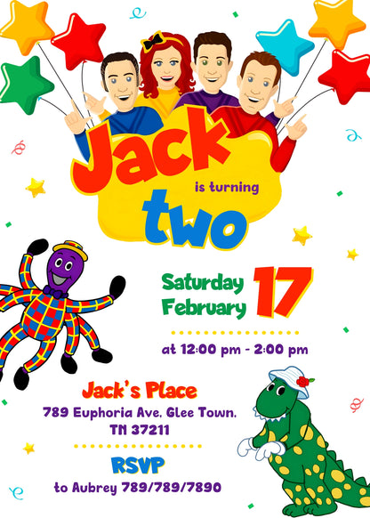 Wiggles One Finger One Thumb customizable invitation template | Share or Print | VI824