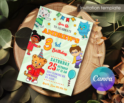 Daniel Tiger's Neighborhood customizable invitation template | Share or Print | HA007