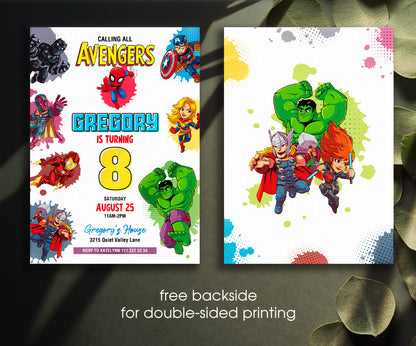 Avengers Marvel Superhero customizable invitation template | Share or Print | boy | VV819