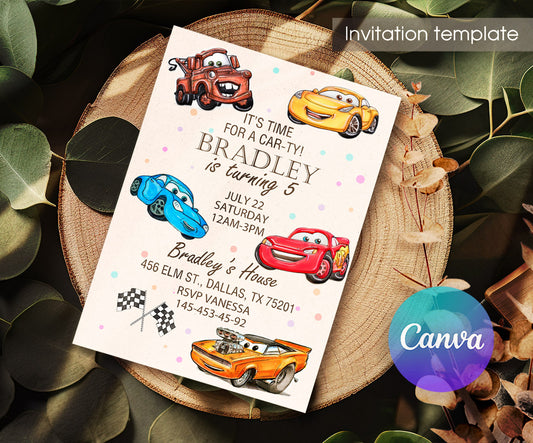 Cars Lightning McQueen customizable invitation template | Share or Print | boy | WY006