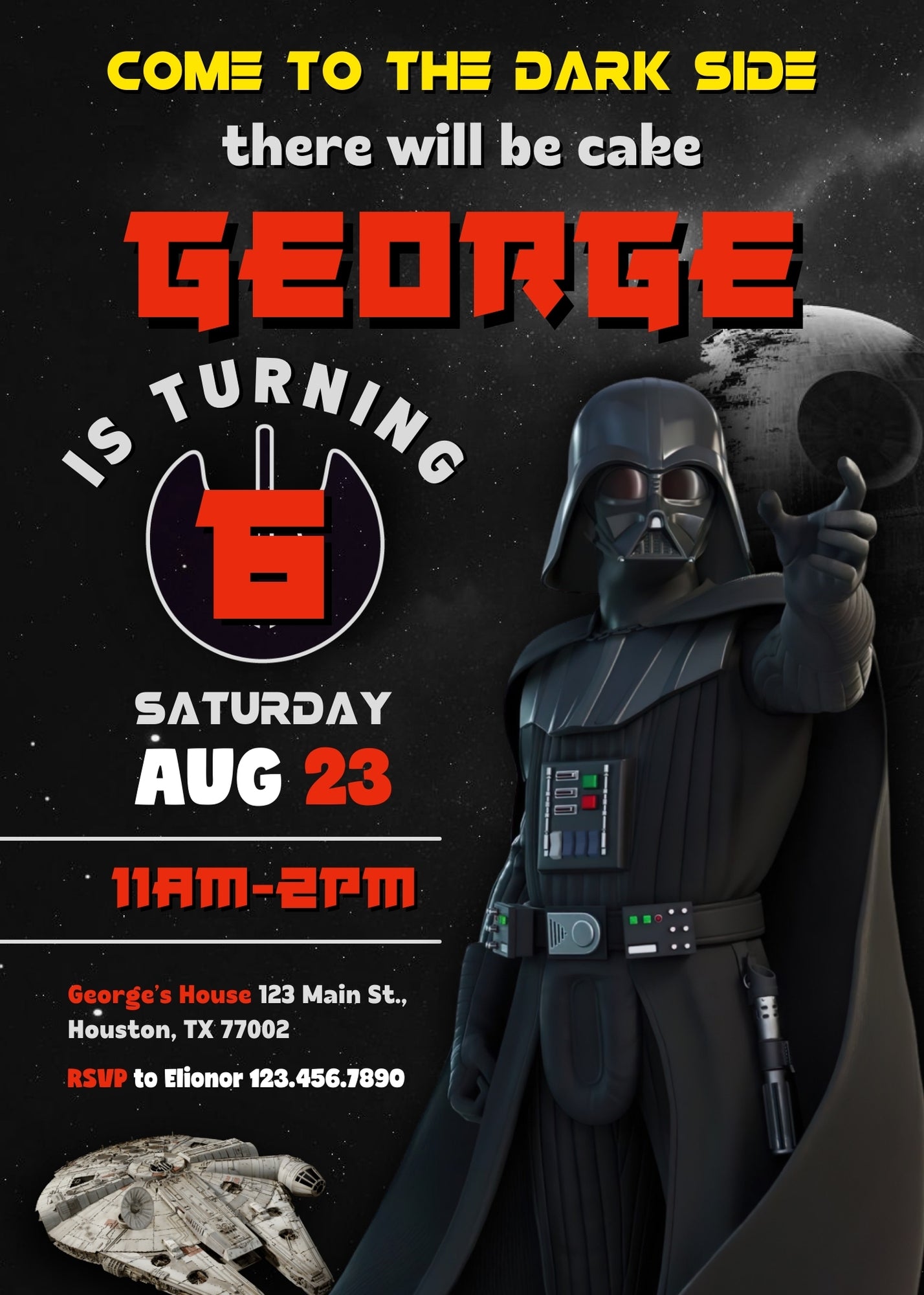 Star Wars Darth Vader customizable invitation template | Share or Print | boy | CC234