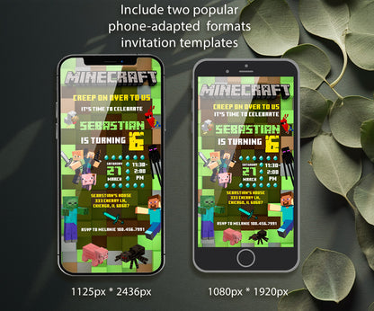 Minecraft Gamer customizable invitation template | Share or Print | NM866