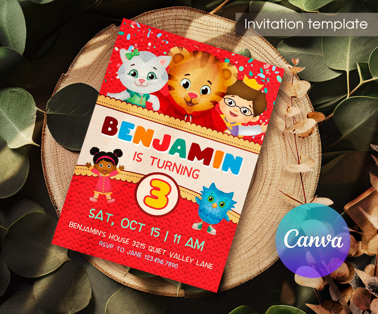 Daniel Tiger's Neighborhood customizable invitation template | Share or Print | QO049