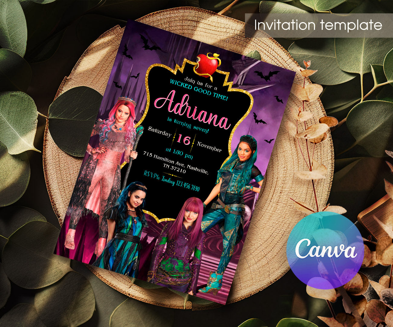 Descendants Disney customizable invitation template | Share or Print | PB908