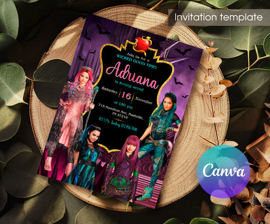 Descendants Disney customizable invitation template | Share or Print | PB908