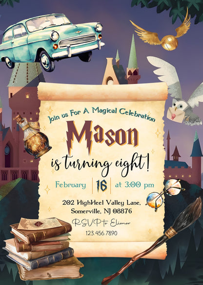Harry Potter customizable invitation template | Share or Print | JU905
