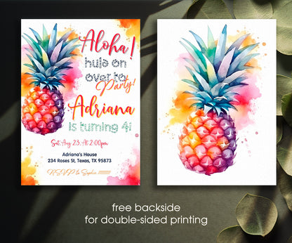 Aloha Luau Party customizable invitation template | Share or Print | girl | VR183