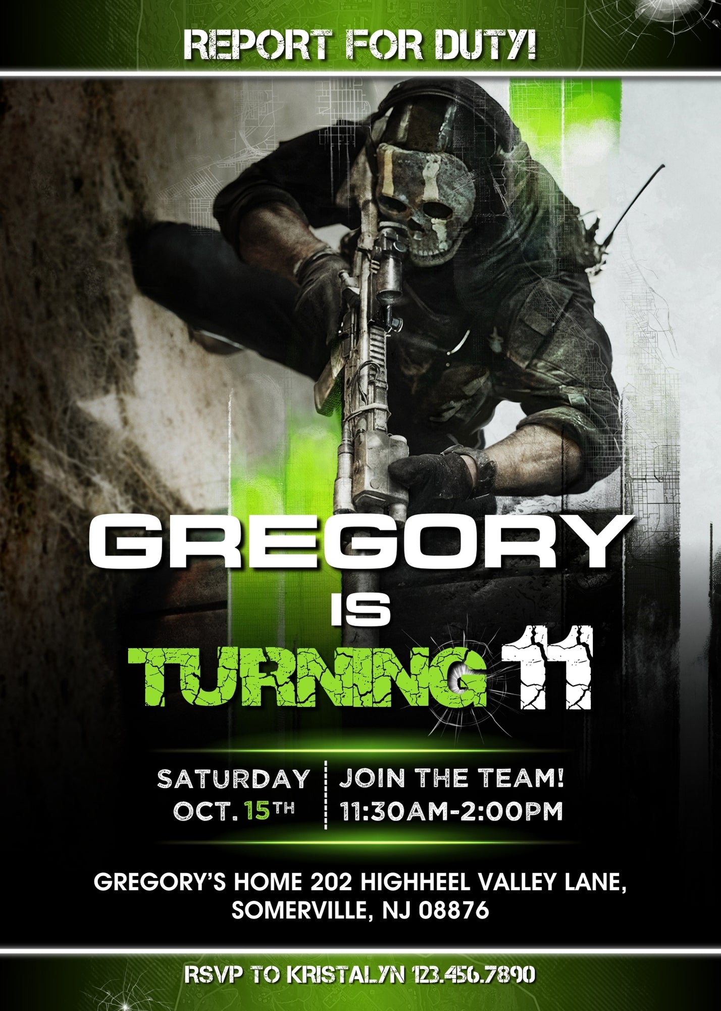 Call of Duty Gamer customizable invitation template | Share or Print | boy | YH900