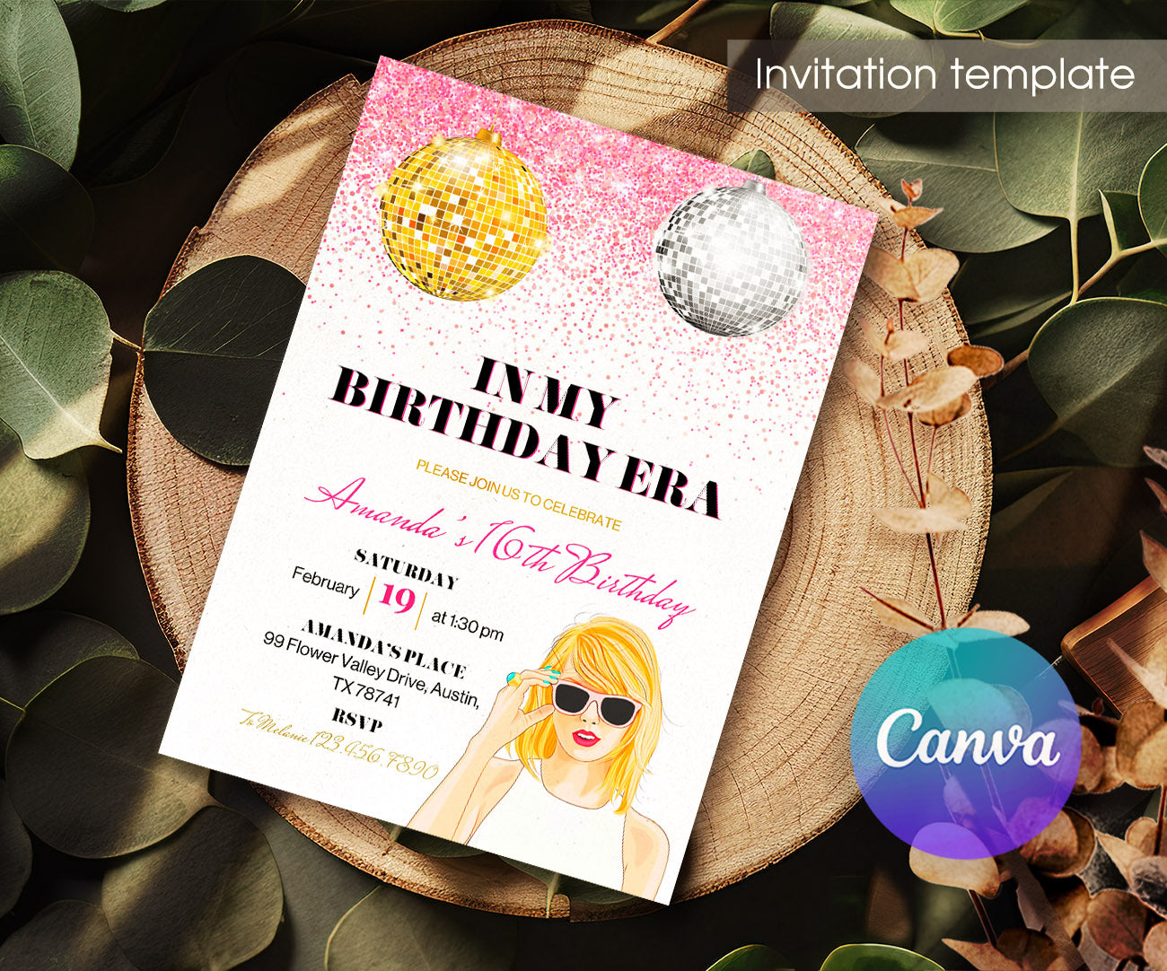 Taylor Swift Eras Tour customizable invitation template | Share or Print | girl | YN059