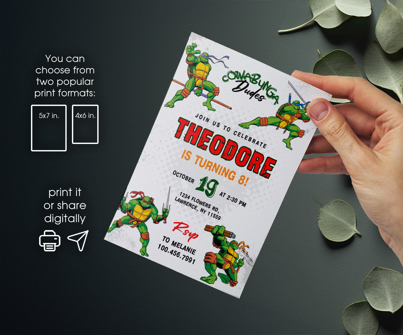 Teenage Mutant Ninja Turtles customizable invitation template | Share or Print | boy | CS651