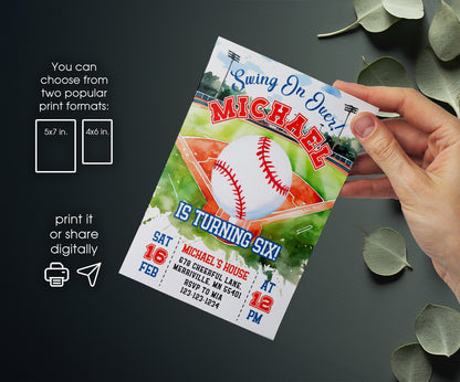 Baseball MLB Sport customizable invitation template | Share or Print | boy | DT067
