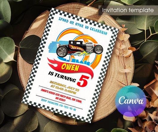 Hot Wheels Racing customizable invitation template | Share or Print | boy | KZ077