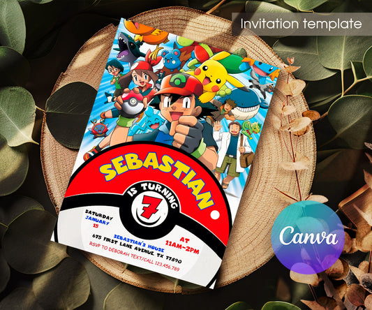 Pokemon Pikachu customizable invitation template | Share or Print | YK064