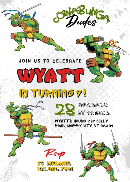 Teenage Mutant Ninja Turtles customizable invitation template | Share or Print | boy | GS651