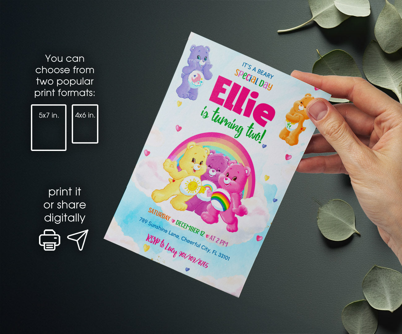 Care Bears customizable invitation template | Share or Print | BK445