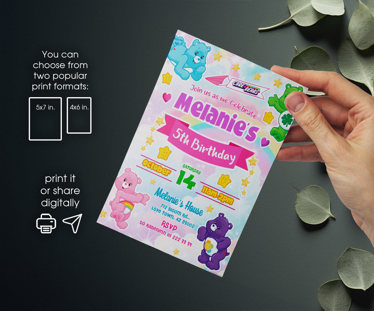 Care Bears customizable invitation template | Share or Print | RB487