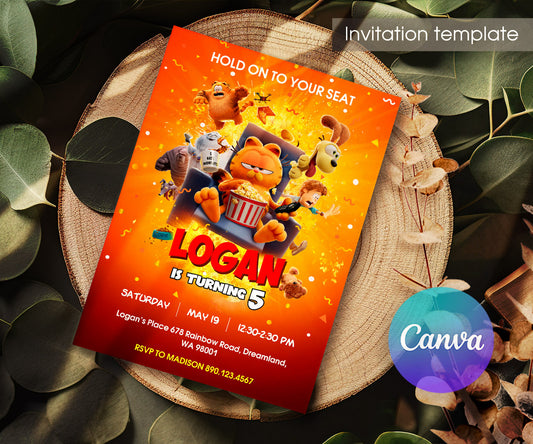 Garfield Orange Cat customizable invitation template | Share or Print | boy | AV131