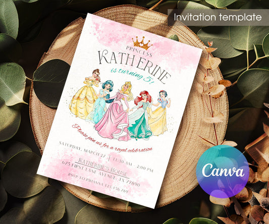 Disney Princess customizable invitation template | Share or Print | girl | TC579