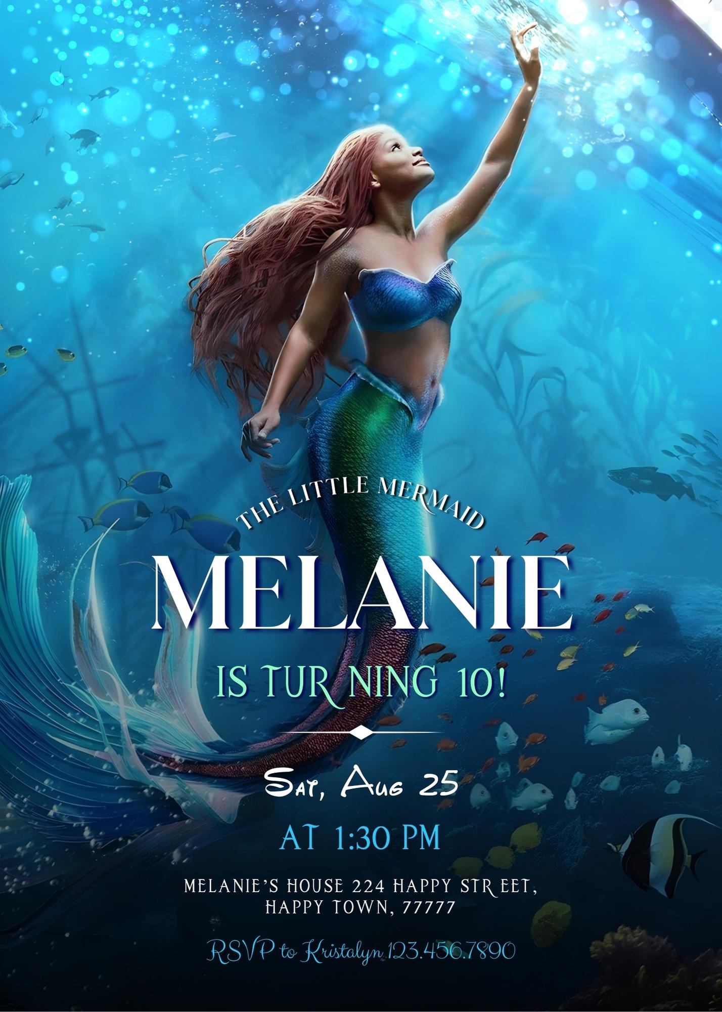 The Little Mermaid Ariel customizable invitation template | Share or Print | girl | VP431