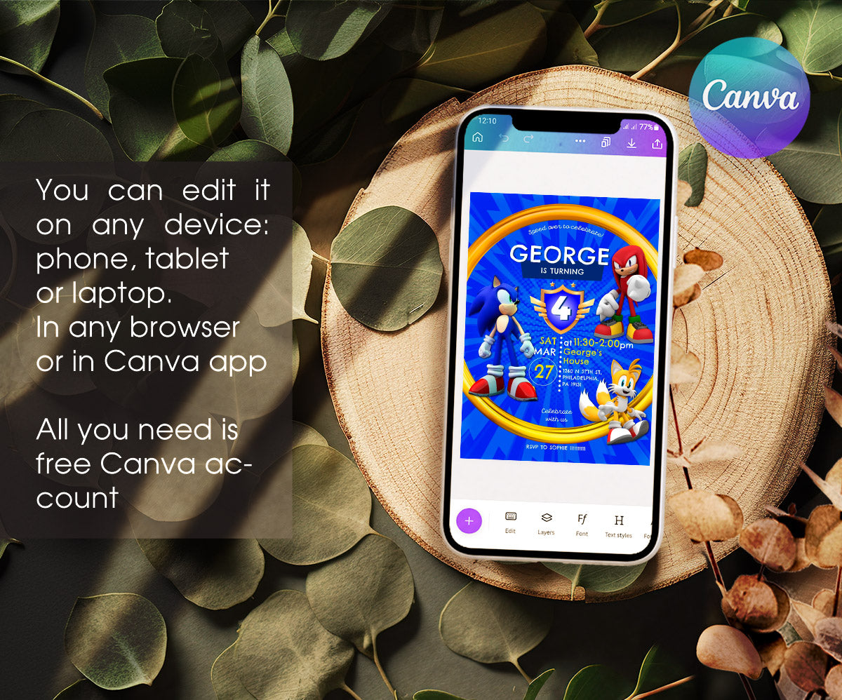 Sonic the Hedgehog customizable invitation template | Share or Print | SB535