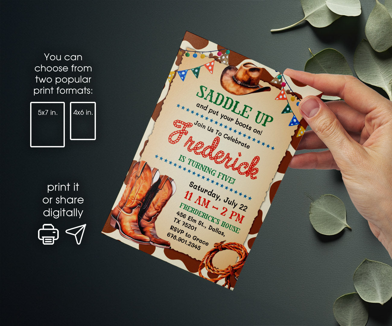 Cowboy Rodeo customizable invitation template | Share or Print | boy | ED664